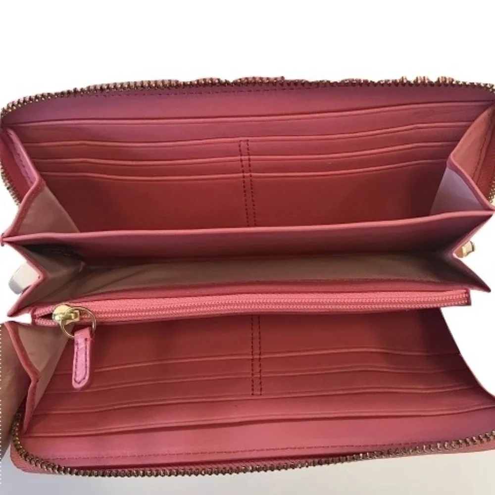 Coach Cricket Wallet in White and Coral